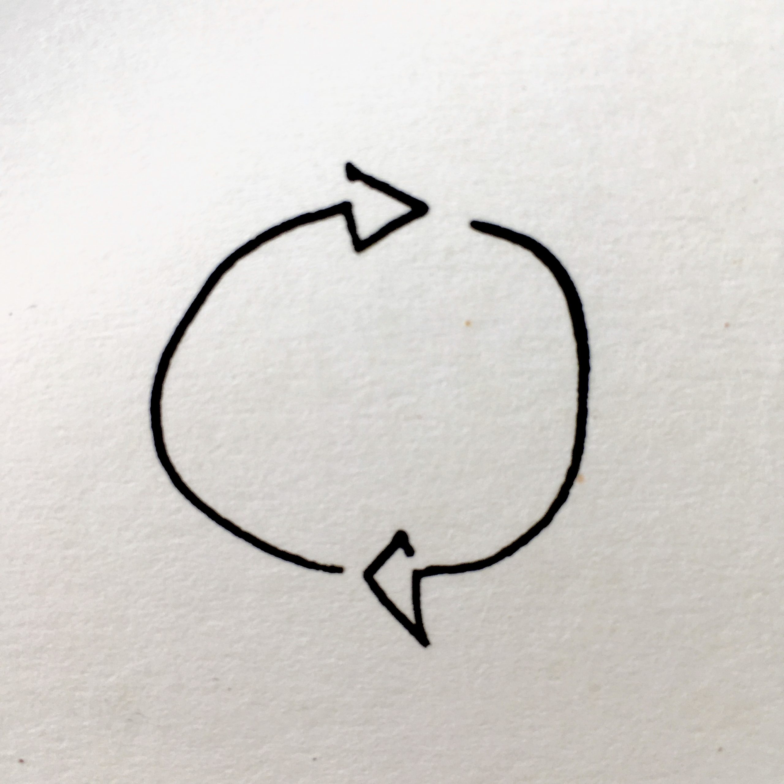characterful live drawing of two arrows looping back into each other