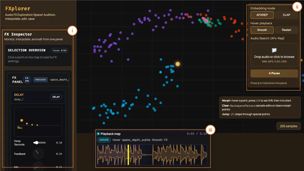 FXplorer: A Map-Based Interface for Exploratory Audio Effects Design